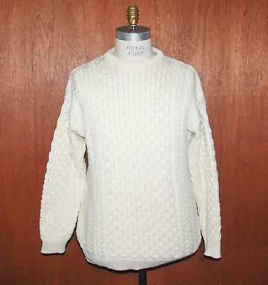 Blarney Woolen Mills Men's Large Merino Wool Irish Fishermans Sweater Cable Knit • $89.95