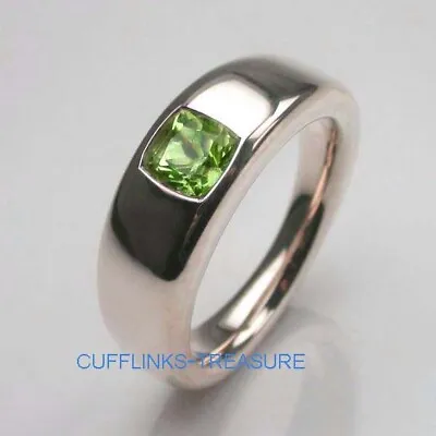 Natural Peridot Gemstone With 925 Sterling Silver Ring For Men's #333 • £77.88