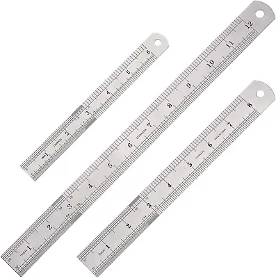 Ruler Set 6 8 12 Inch Metal Ruler With Inch Metric 3 Pcs Stainless Steel NEW • $7.36