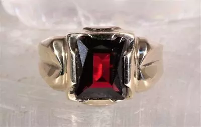 Vintage Garnet Men's Ring 10K Yellow Gold Size 8.75 • $499.95