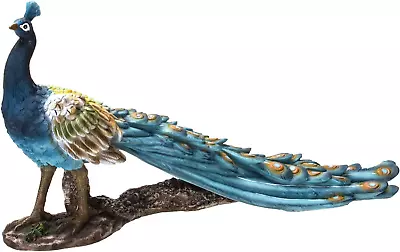 Realistic Animal Beautiful Peacock Home Decor Resin Figurine • $54.99