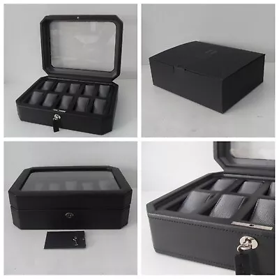 WOLF Windsor 10 Piece Watch Box Storage Case 4584029 BRAND NEW Black & Silver • $411.01