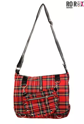 Banned Tartan Messenger Bag Check Punk Goth Crossbody Detachable Purse Shoulder • £24.99