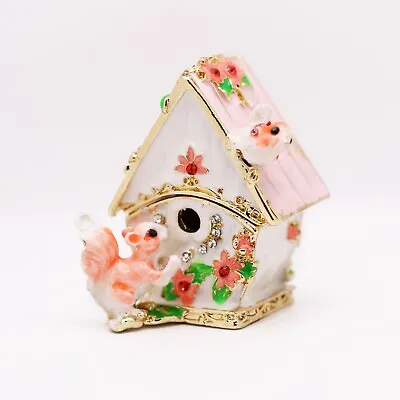 $15.99 • Buy Bejeweled Enameled Trinket Box/Figurine With Rhinestones-Sweet Squirrel House