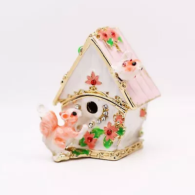 $15.99 • Buy Bejeweled Enameled Trinket Box/Figurine With Rhinestones-Sweet Squirrel House