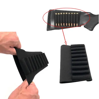 Tactical Rifle Butt Stock 9 Rounds Shells Holder Cartridges Ammo Carrier Pouch • $8.99