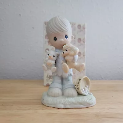 Precious Moments E-3107  Blessed Are The Peacemakers  Dove Mark 1985 Cat & Dog • $12