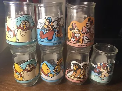 Lot Of 7 Vintage Welch’s Jelly Glass Jars -  6 Disney And 1  Dr Seuss • $20