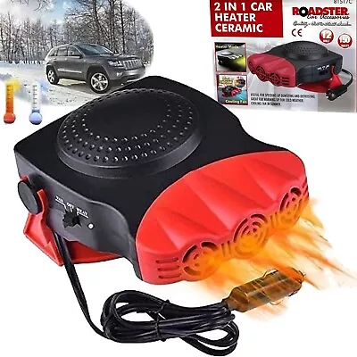 New 2 In 1 Car Heater Ceramic 12 Volt Cooling Fan 150 Watt Van Summer Winter • £9.99