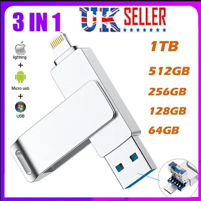 2TB USB 3.0 Flash Drive For IPhone Ipad Laptop Thumb Stick Memory • £10.11