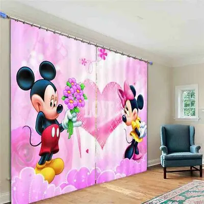 £123.89 • Buy Mickey Mouse Pink Bud 3D Curtain Blockout Photo Printing Curtains Drape Fabric