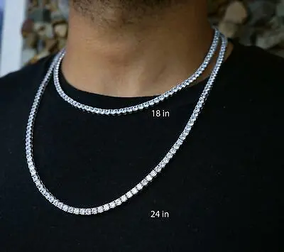 White Gold Plated Tennis Chain Unisex Necklace/bracelet 2.5mm/3mm/4mm/5mm  • $39.99
