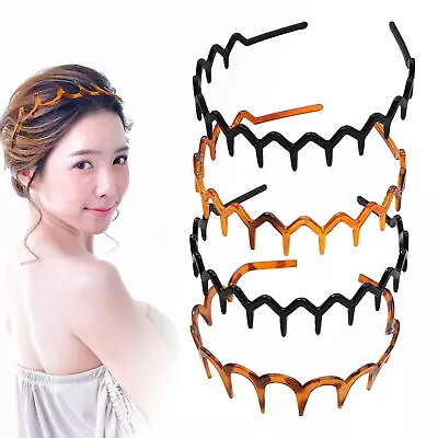 4Pcs Women Styling Tool Indoor Outdoor Non Slip Shark Tooth Zig Zag Headband • £5.65