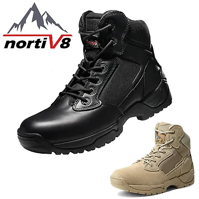 Men's Military Tactical Boots Motorcycle Combat Ankle High Work Hiking Boots • $63.94