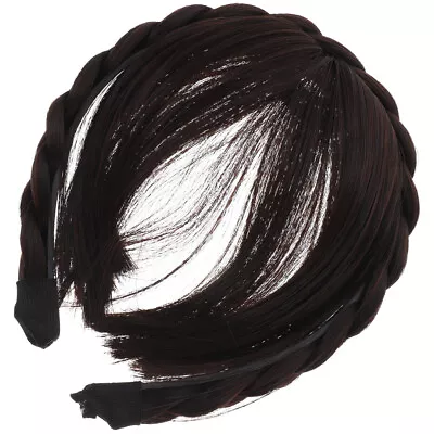 Synthetic Hair Band With Bangs Braided Dark Brown • £8.25