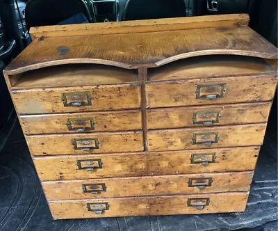 Vintage Industrial Wooden Storage Cabinet / Tiffen Camera Store Display 2 Sided • $450