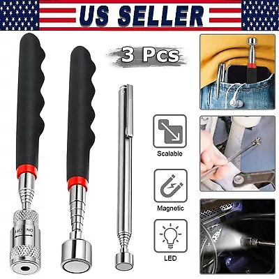 3 PCS Magnet Pickup Tool Telescoping Sticks Include 8 Lb LED Light Magnet Stick • $8.04