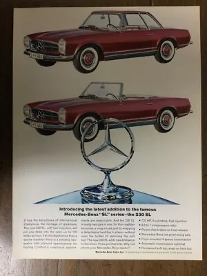 M007 Mercedes-Benz COLOR Advertisement 1963 230 SL Roadster 170 HP 4 Speed 8/63 • $9.99