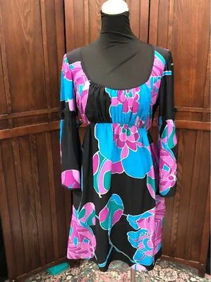 Alice & Trixie Floral Retro Style Bell Sleeve Silk Dress - Sz S • $9.99