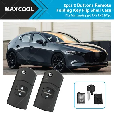 $19.95 • Buy 2Pcs *2 Button Remote Flip Key Car Shell Case Cover For Mazda 3 5 6 RX7 RX8 BT50