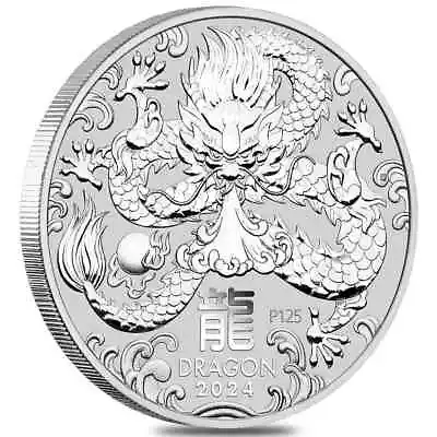 2024 5 Oz Silver Lunar Dragon BU Australian Perth Mint • $163.47