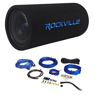 Rockville RTB80A 8  400 Watt Powered Subwoofer Bass Tube + MP3 Input + Amp Kit • $104.95