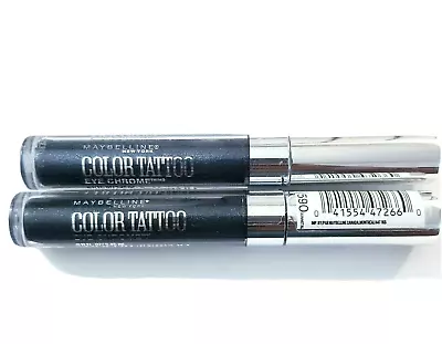 Lot Of 2 Maybelline New York Color Tattoo Eye Chrome Gunmetal #590 0.11 Fl Oz • $12.99