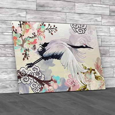 Graceful Japanese Crane Discover The Elegance Canvas Print Large Picture Wall • £14.95