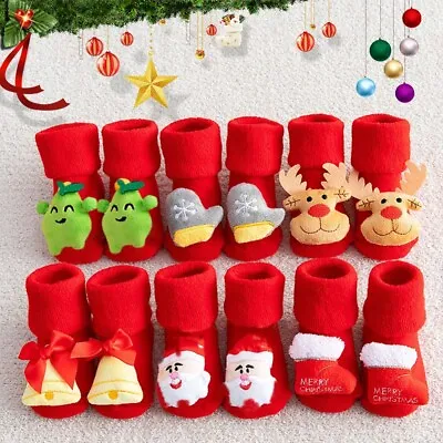 £3.32 • Buy Kids Baby Girl Boy Toddler Anti-slip Slippers Christmas Socks Shoes Winter Warm~