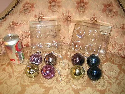 Heavy Crackle Glass X8 Christmas Tree Decorations Baubles Various Colours - New • £50