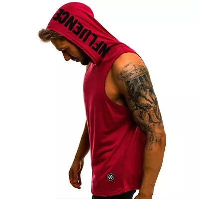Gym Men's Pullover Vest Tank Tops Muscle T-ShirtSleeveless Casual Hoodie Hooded • £7.99