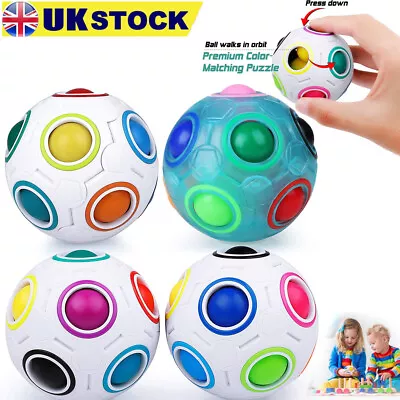 4PCS Magic Rainbow Fidget Ball Toy Speed Cube Brain Teaser Stress Relief For All • £9.89