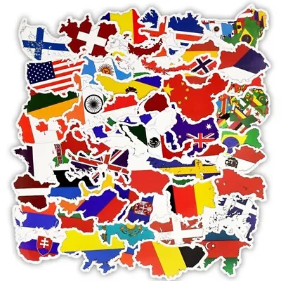 50 National Flag Stickers/world Countries/maps/country Vinyl Sticker-waterproof • £3.99