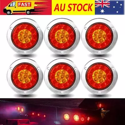 6X 4  Round LED Tail Lights Stop Indicator Reverse Lamp Trailer Truck 12V 24V AU • $59.80