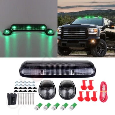 $27.53 • Buy 3Pcs Cab Marker Car Roof Cover + T10 Green LED For Chevy Silverado/Gmc Sierra