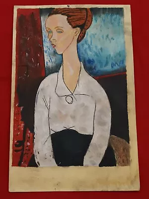 Amedeo Modigliani Drawing On Paper (Handmade) Signed And Stamped Mixed Media. • $100