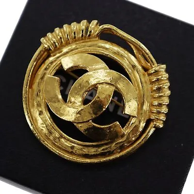 CHANEL CC Logos Round Used Pin Brooch Gold Plated 94 P France Vintage #BS720 S • $1022.69