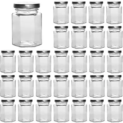 Hexagon Glass Jars 30 Pcs 4 Oz Glass Jars With Silver Lids Mason Jars For J... • $30.05