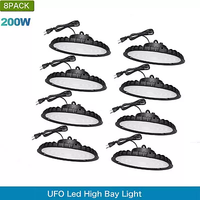 8 Pack 200W UFO Led High Bay Light Commercial Gym Factory Industrial Warehouse • $176.99