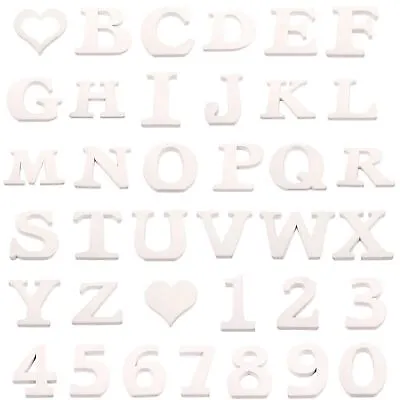 8cm White Painted Wooden Numbers And Alphabets -  Wooden Letters Home Craft • £1.99