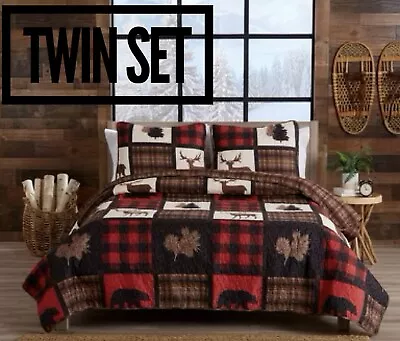 Great Bay Home Rustic Lodge Cabin Reversible (TWIN) Quilt Set - AB088C2H6X78 • $53.99