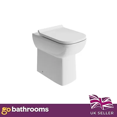 Square Toilet Pan Ceramic Comfort Height Back To Wall Toilet Soft Close Seat • £211.15