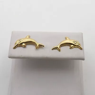 18k Gold Dolphin Child Baby Stud Earrings New • £136.48