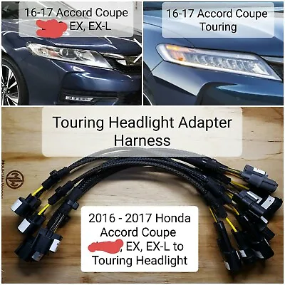 $110.95 • Buy Headlight Adapter Harness For 2016-17 Accord Coupe Halogen To 16-17 Touring LED 