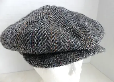 Vintage Harris Tweed Newsboy Cap Hand Woven Scottish Wool Herringbone S • $24