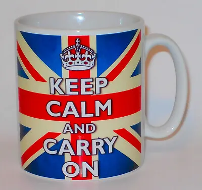 Keep Calm And Carry On Mug Can Personalise Great Patriotic Union Flag Jack Gift • £10.99