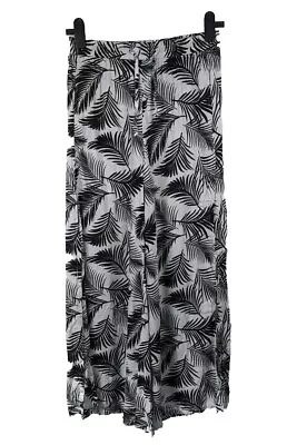 Onia Chole Wide Pants Slit Leg Black & White Dancing Leaf Size Medium M • £45