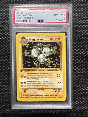 $0.99 • Buy 1999 Pokemon Fossil Magneton Holo 1st Edition #26 - PSA 8 NM-MINT