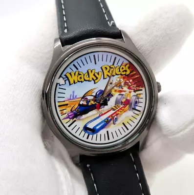 WACKY RACES68-70  Hanna-Barbera  Quartz RARE Blk MEN'S CHARACTER WATCH M-82 • $27.99