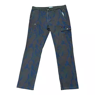 Marc Ecko Mens Cargo Pants Green Glen Check Camouflage Stretch 34 X 32 New • $37.48